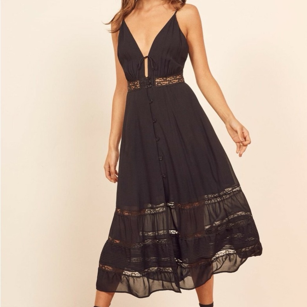 Reformation Black Shelley Dress